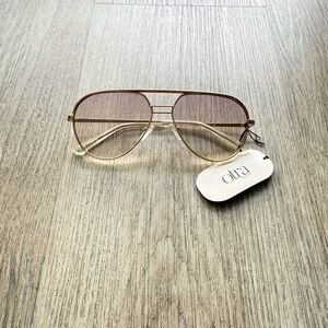 otra transit small gold & pink metal frame aviator sunglasses eyewear NEW